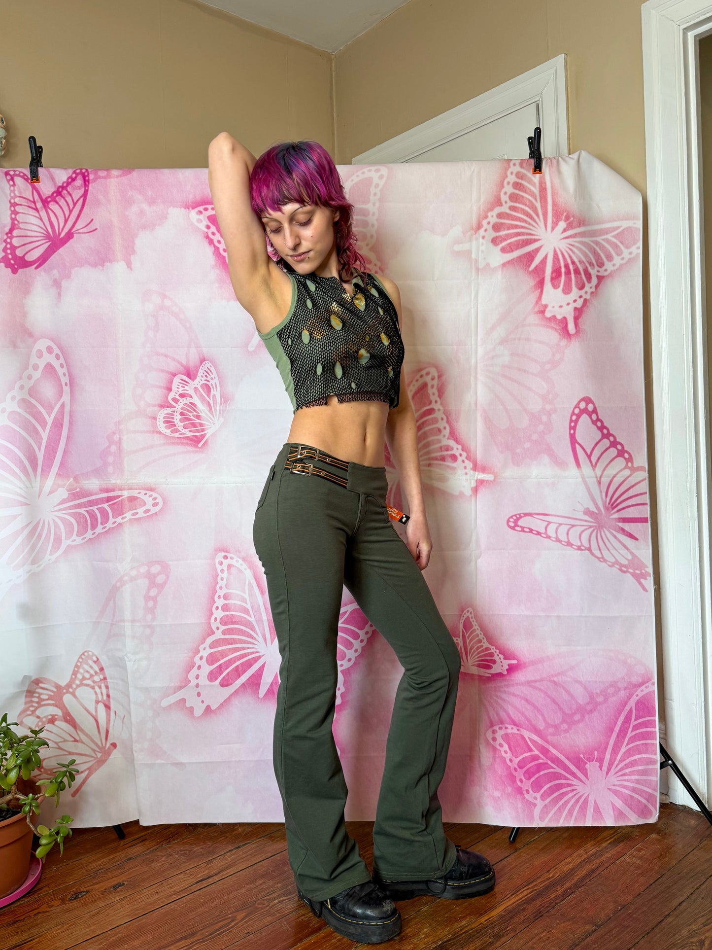 Y2K Deadstock Fishnet Overlay Crop Top