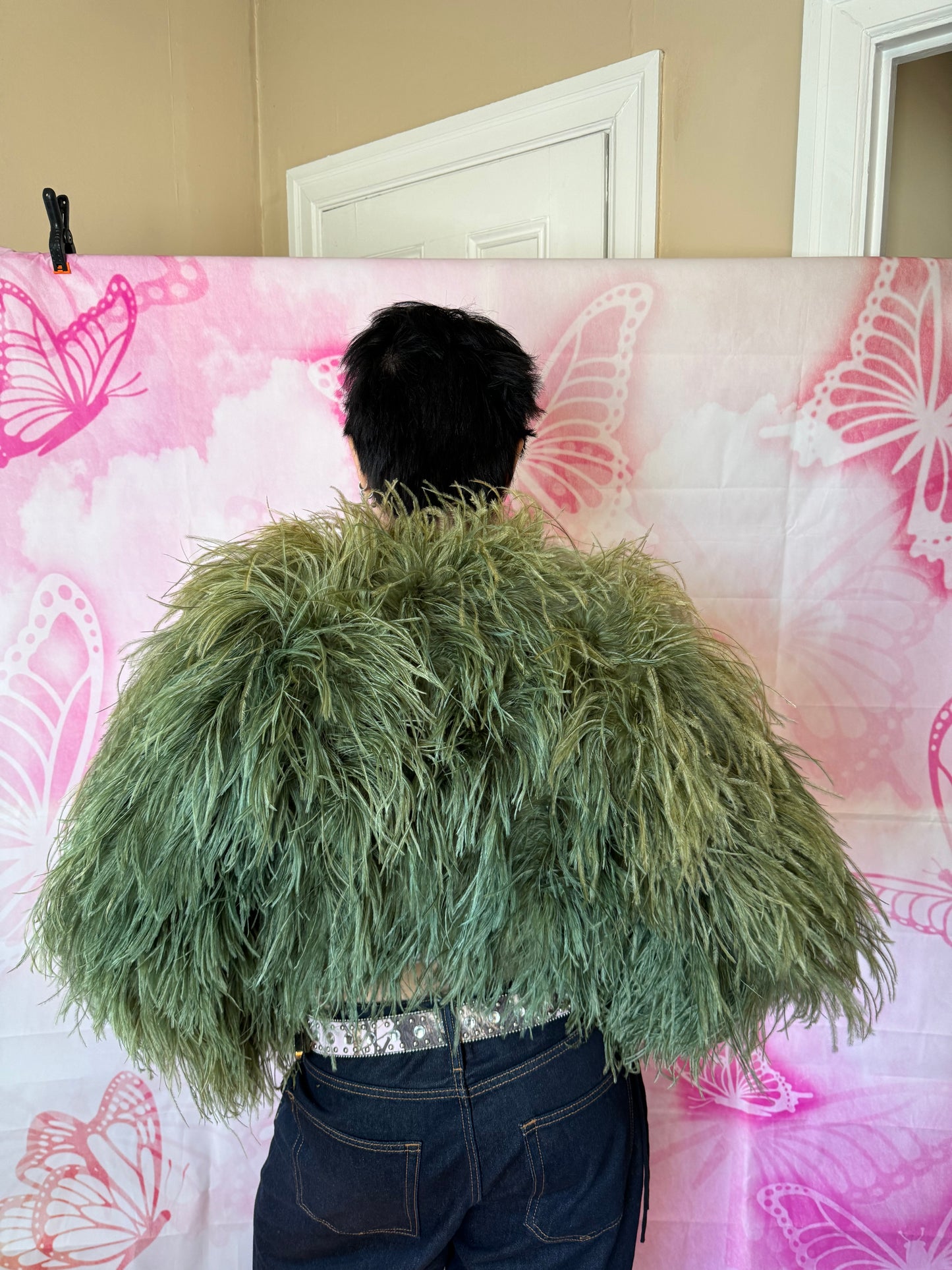 Y2K Ostrich Feather Bolero Jacket