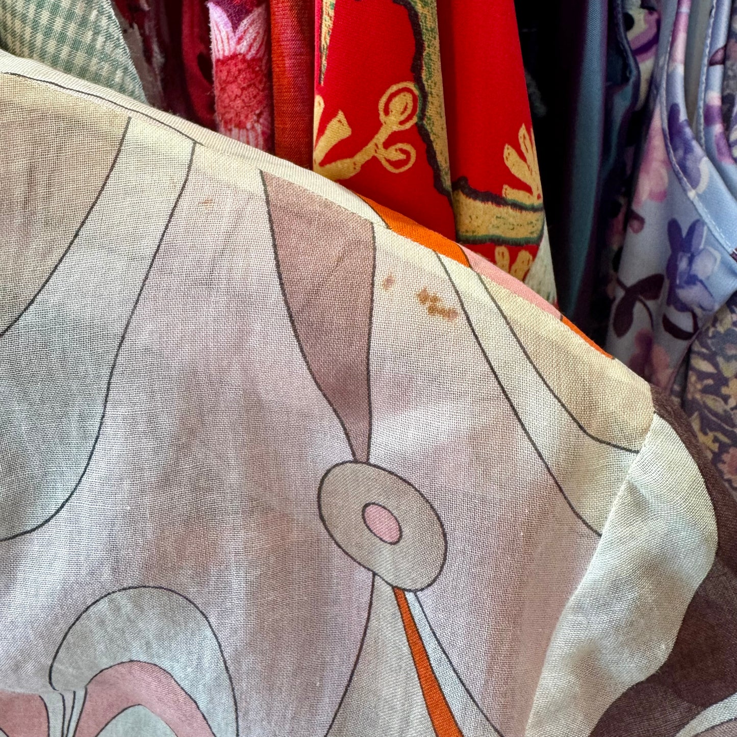 1960s Emilio Pucci Pink-Orange-Brown Psychedelic Printed Cotton Short Sleeve Dress
