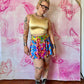 90s Lip Service Floral Sheen Mini Skirt