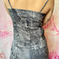Y2K Denim Print 2 Piece Shorts Set