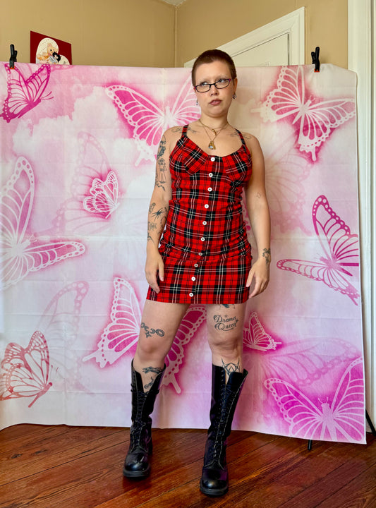 1991 Betsey Johnson Luxe Plaid Bodycon Dress