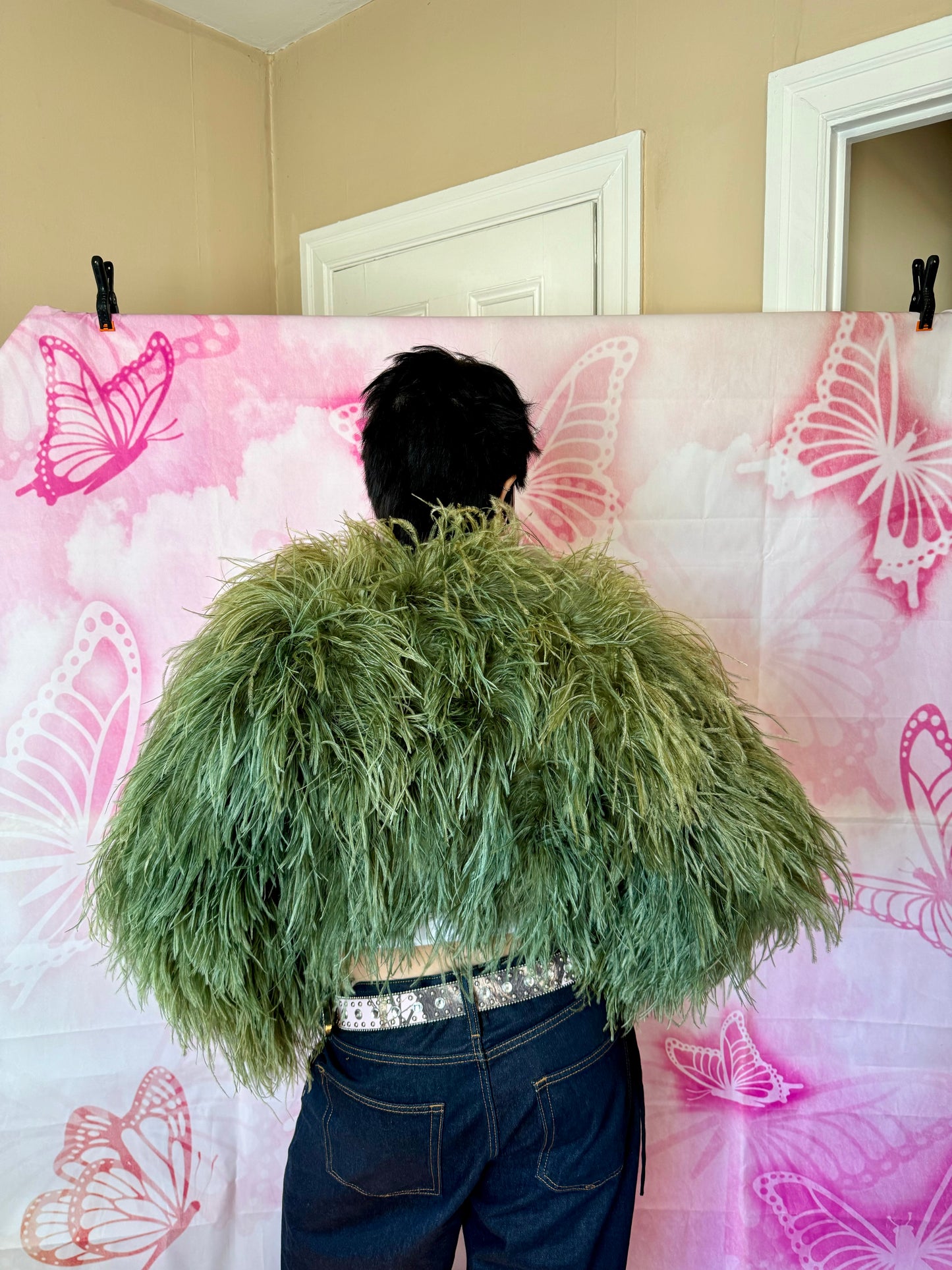 Y2K Ostrich Feather Bolero Jacket