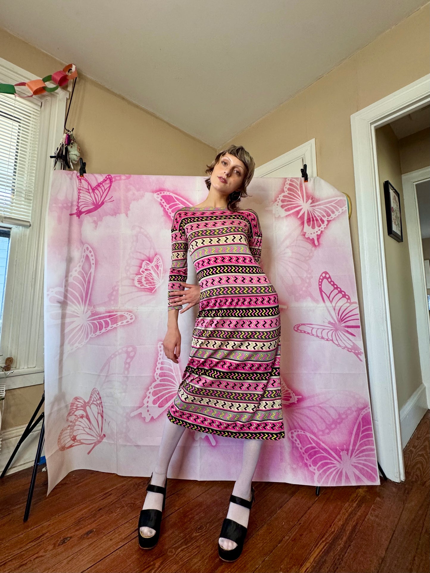 1960s Emilio Pucci Z Print Midi Length Dress
