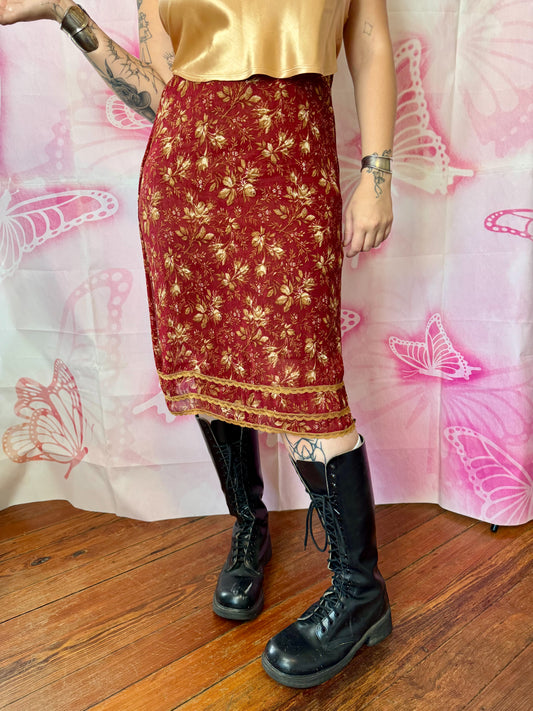 Y2K Betsey Johnson Floral Mesh Skirt