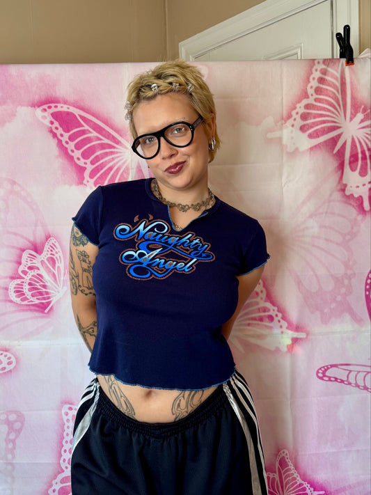 Y2K Naughty Angel Graphic Baby Tee