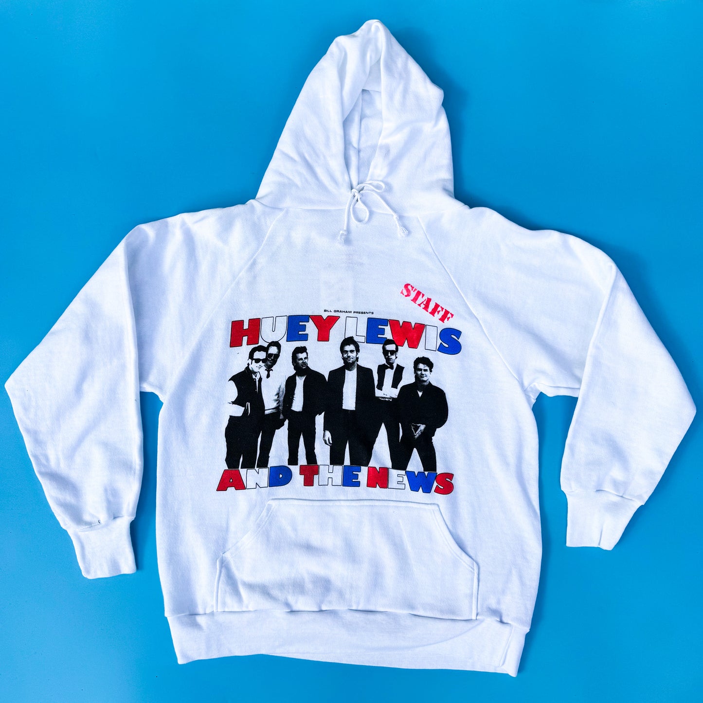 1985 Bill Graham Presents Huey Lewis And The News "Staff" Hooded Sweatshirt