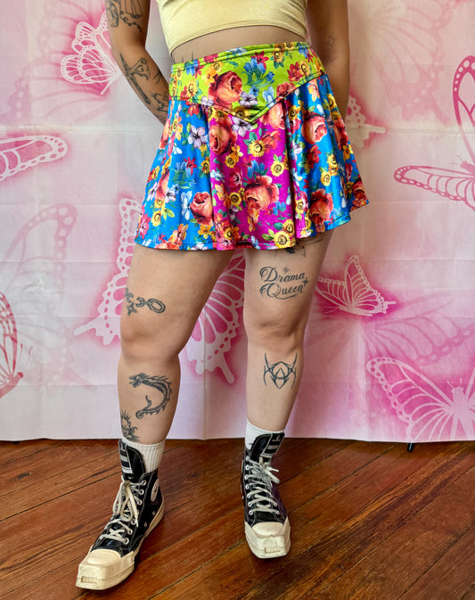 90s Lip Service Floral Sheen Mini Skirt