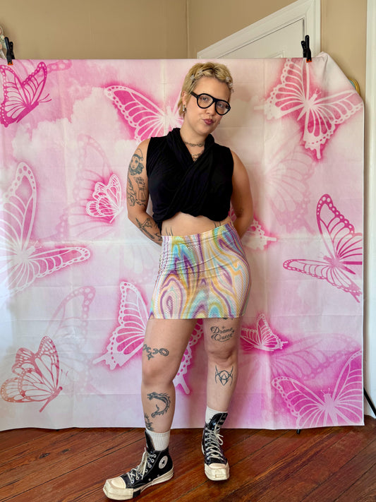 Y2K Pastel Swirl Mini Skirt