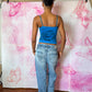 Y2K Deadstock Beadazzled Rose Cami in Blue