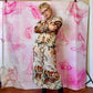 90s/Y2K Fuzzi Foliage Print Mesh Midi Dress/ Duster