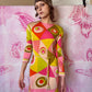 εϊз COMING SOON εϊз 1960s Emilio Pucci Geometric Circle Print Silk Jersey Shift Dress w Cord Crystal Belt
