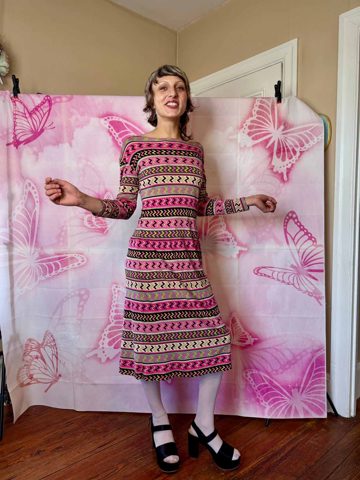 1960s Emilio Pucci Z Print Midi Length Dress