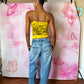 Y2K Deadstock Beadazzled Rose Cami in Yellow