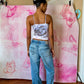 Y2K Deadstock Beadazzled Rose Cami in Ice