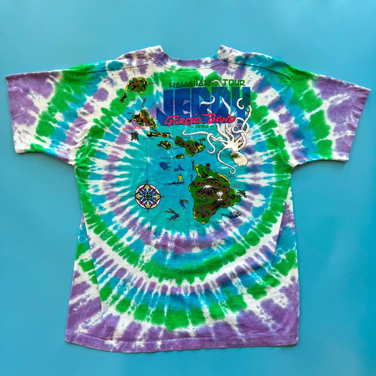 1990 Jerry Garcia Hawaiian Tour Tie Dye Deadstock T-Shirt