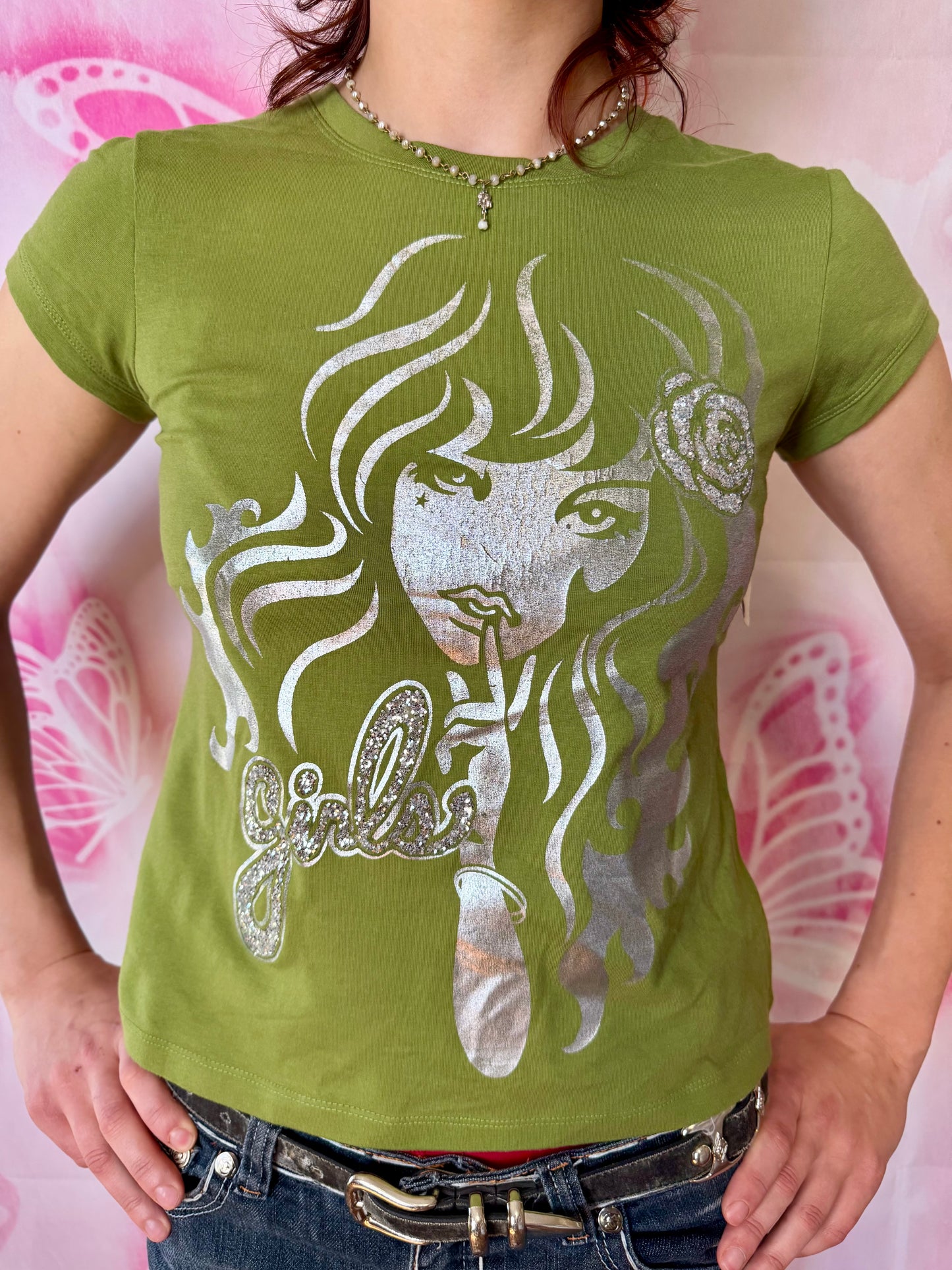 Y2K Deadstock Foil Girls Graphic Tee