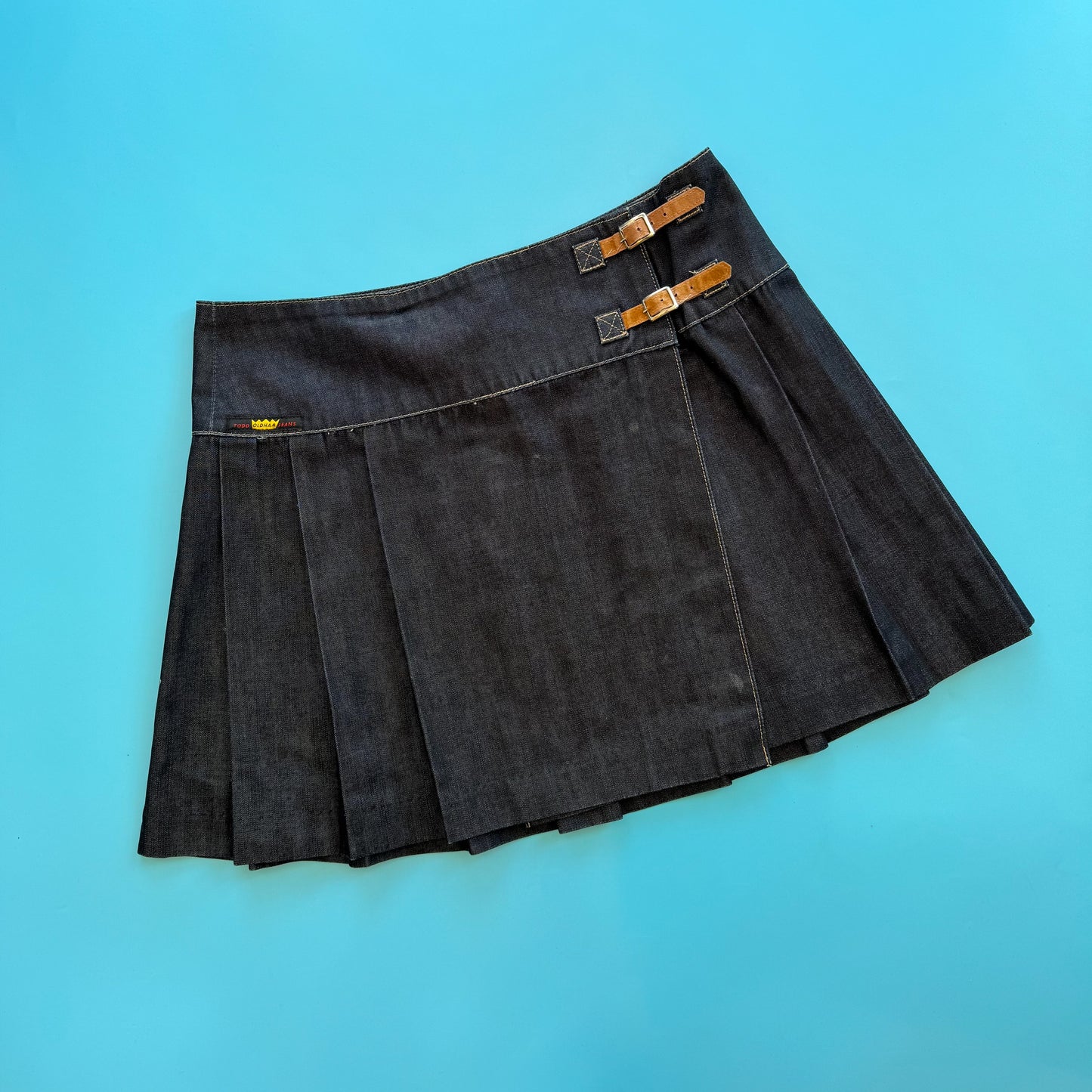 90s Todd Oldham Pleated Denim Mini Skirt