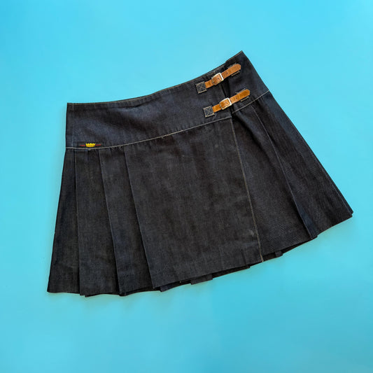 90s Todd Oldham Pleated Denim Mini Skirt