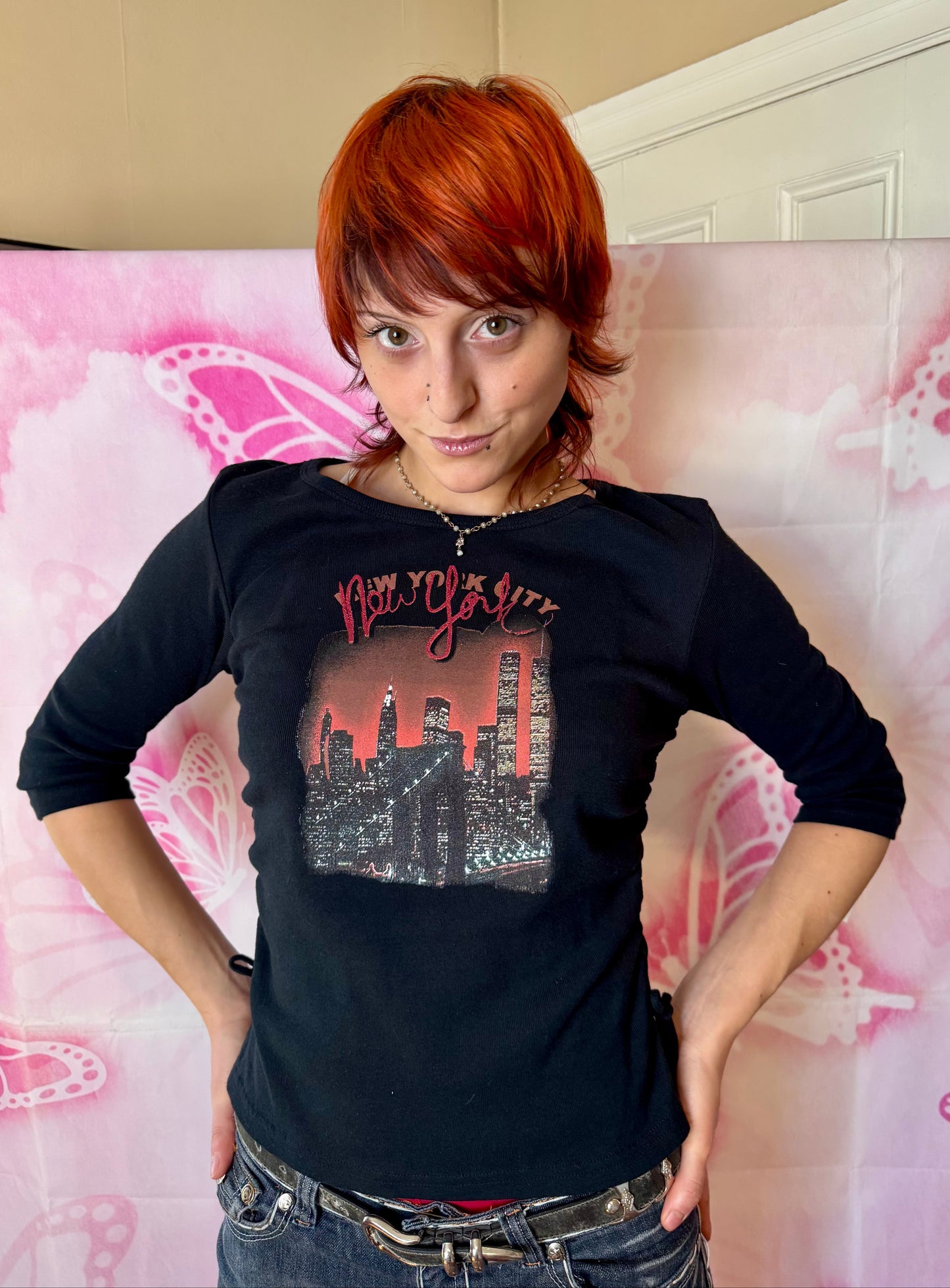 2000 Deadstock NYC Skyline Twin Towers Graphic Longsleeve