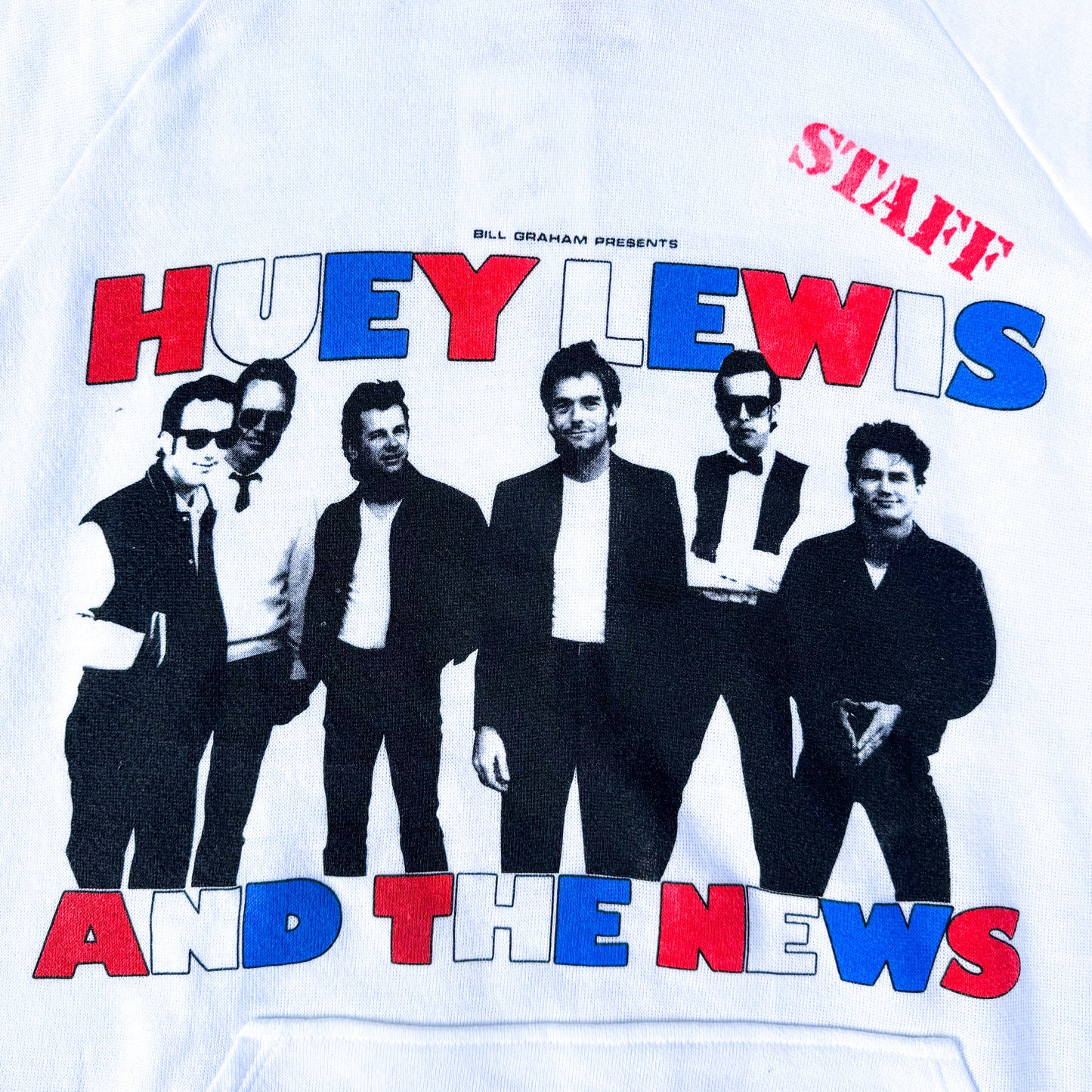 1985 Bill Graham Presents Huey Lewis And The News "Staff" Hooded Sweatshirt