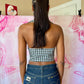 70s Double Breasted Gingham Cropped Halter