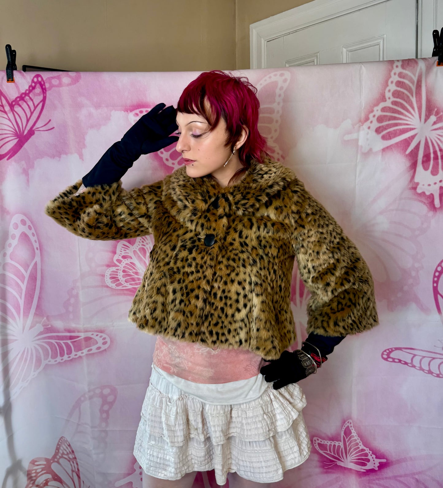 Y2K Faux Leopard Mod Jacket