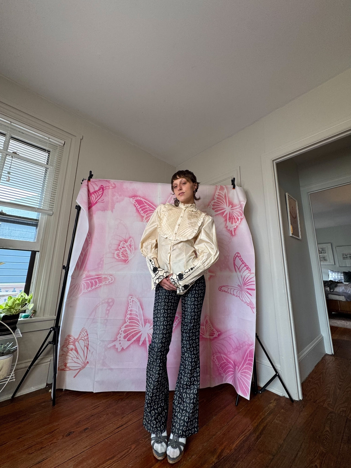 90s Bill Blass New York Edwardian Style Button Blouse