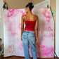 Y2K Deadstock Beadazzled Rose Cami in Red