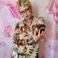 90s/Y2K Fuzzi Foliage Print Mesh Midi Dress/ Duster