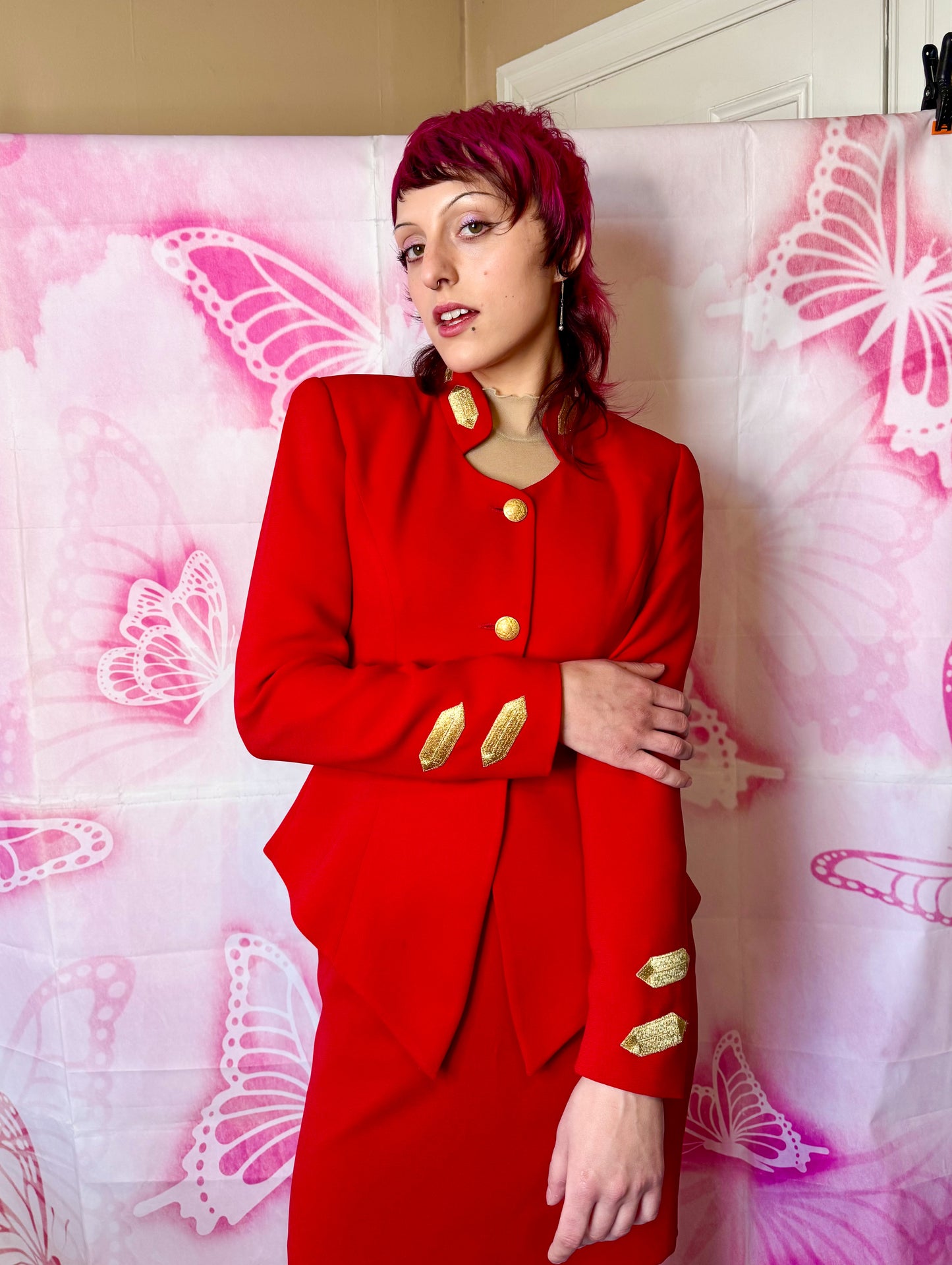 90s Sculptural Two Piece Suit Set