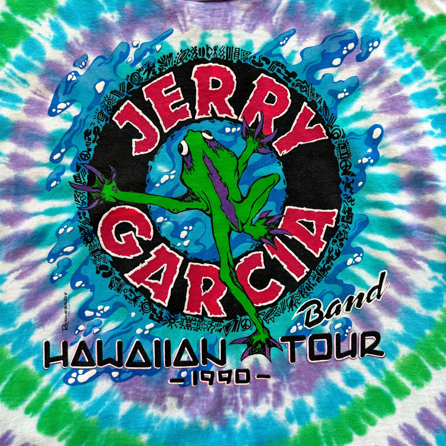 1990 Jerry Garcia Hawaiian Tour Tie Dye Deadstock T-Shirt