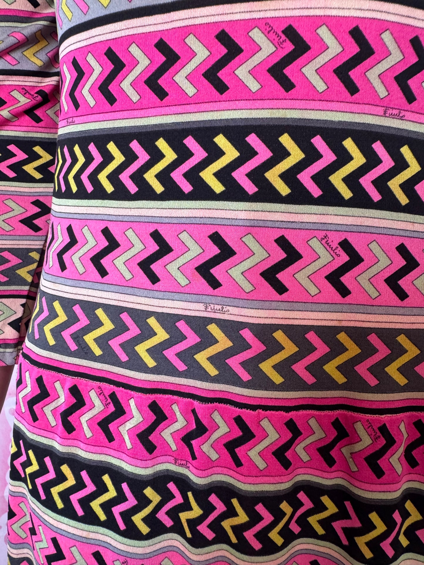 1960s Emilio Pucci Z Print Midi Length Dress