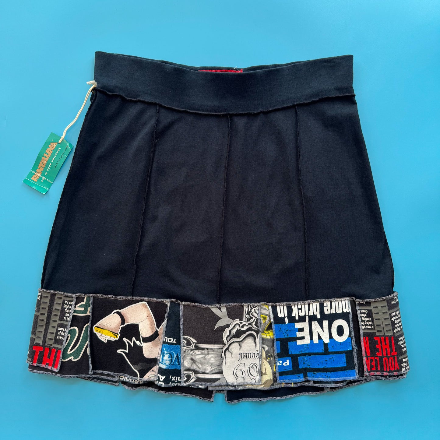 Deadstock Pantaluna Upcycled T-Shirt Skirt in L