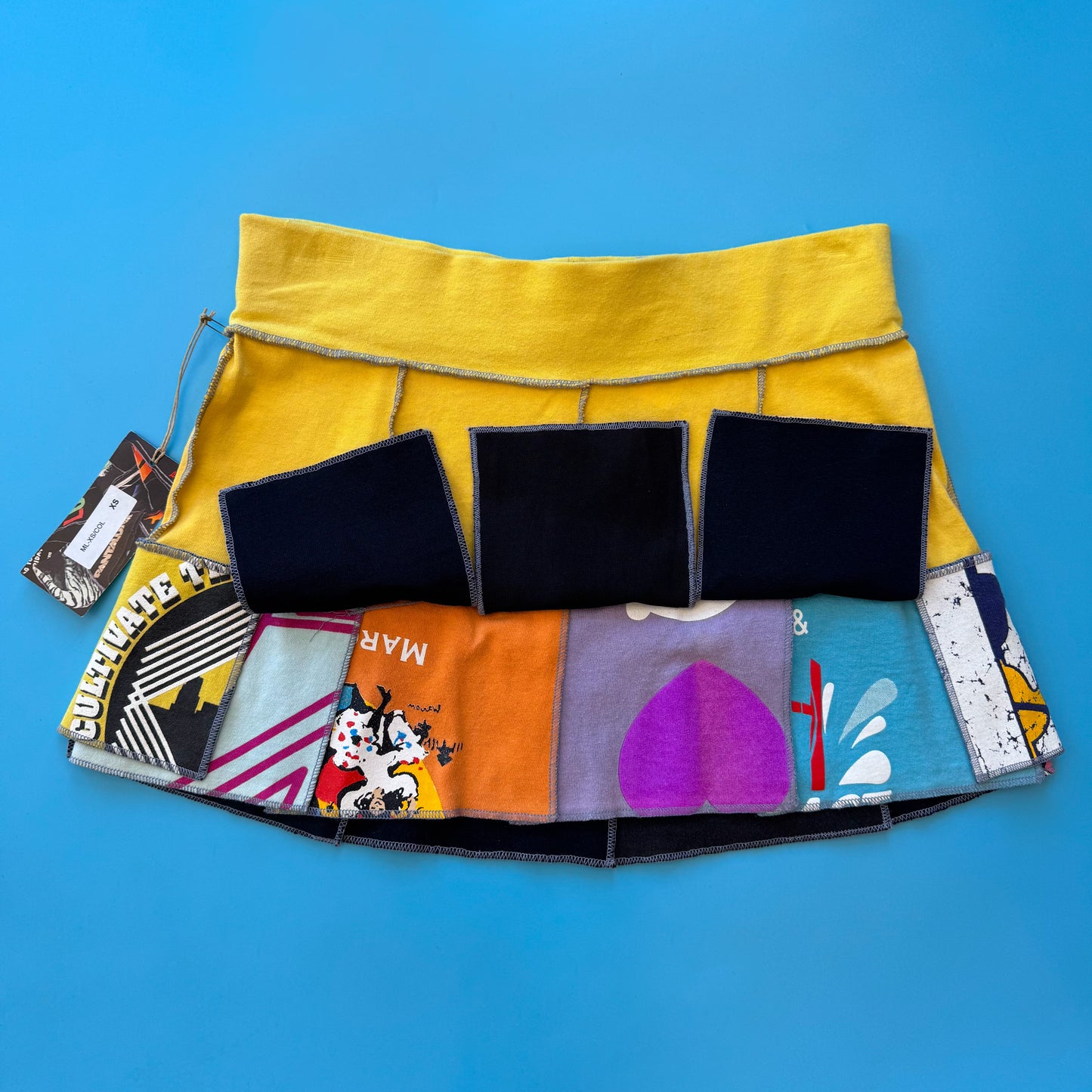 Deadstock Pantaluna Upcycled T-Shirt Mini Skirt in XS