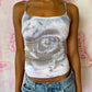 Y2K Deadstock Beadazzled Rose Cami in Ice