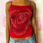Y2K Deadstock Beadazzled Rose Cami in Red