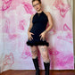 90s Bebe Moda Feather Trim Mini Dress