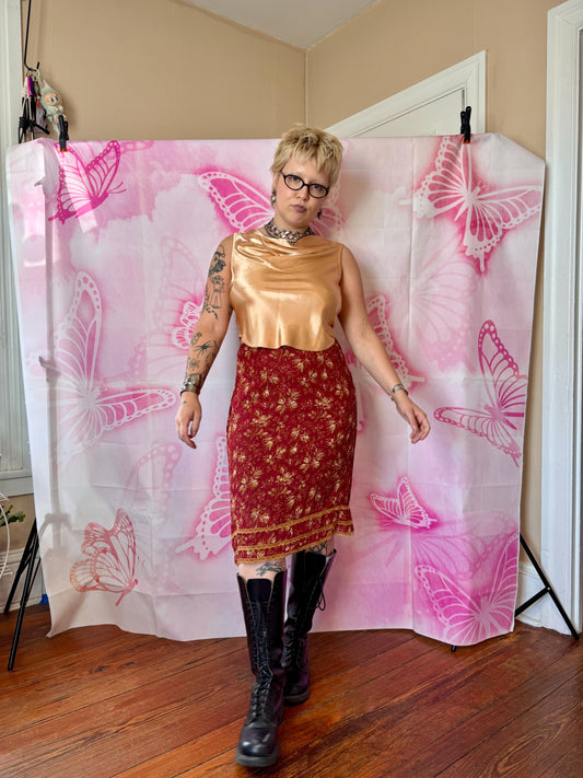 Y2K Betsey Johnson Floral Mesh Skirt