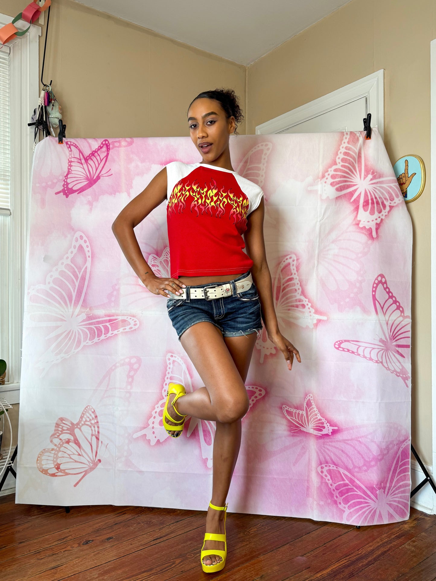 90s Flame Graphic Baby Tee