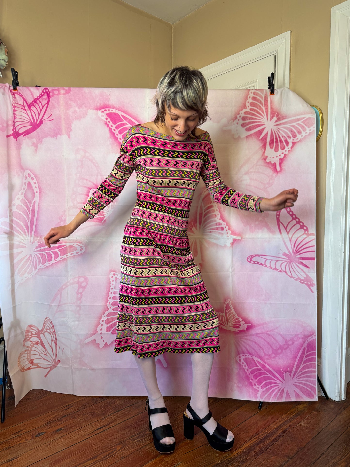1960s Emilio Pucci Z Print Midi Length Dress