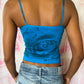 Y2K Deadstock Beadazzled Rose Cami in Blue