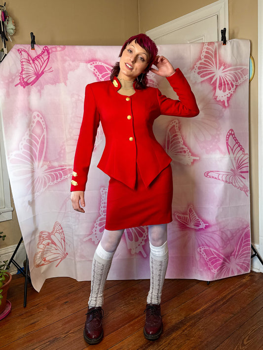 90s Sculptural Two Piece Suit Set