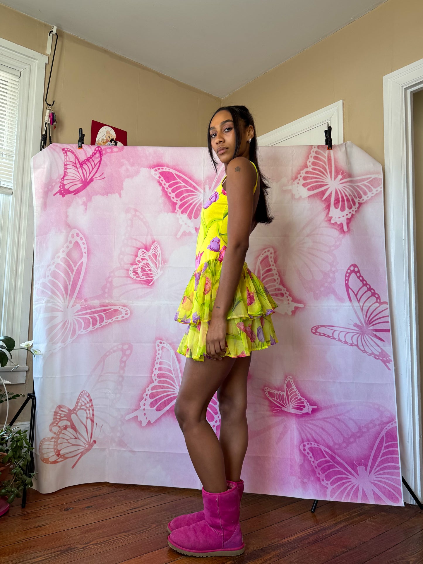 80s Betsey Johnson Punk Label Tulip Print Dress