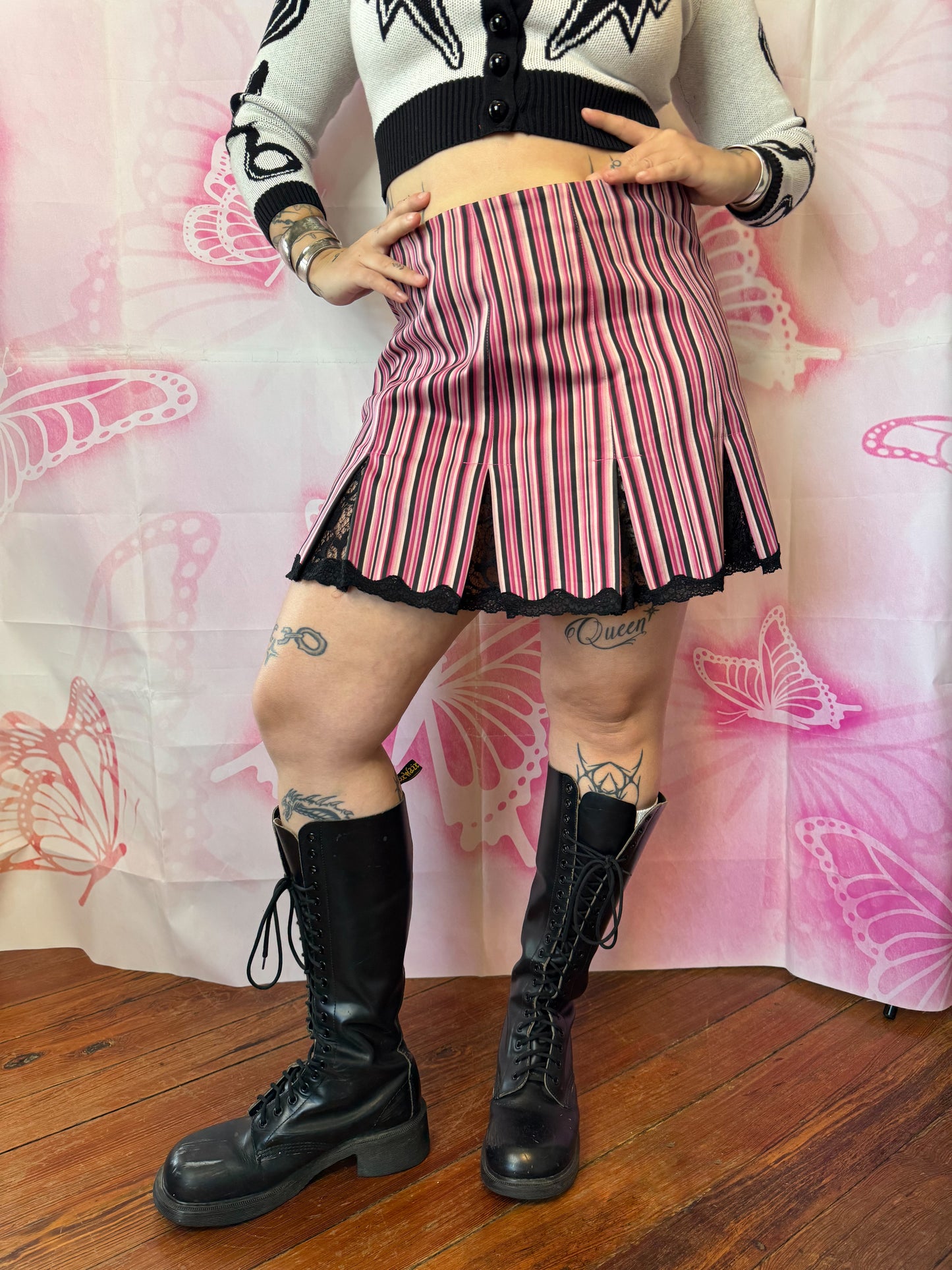 Y2K Betsey Johnson Stripped Mini Skirt