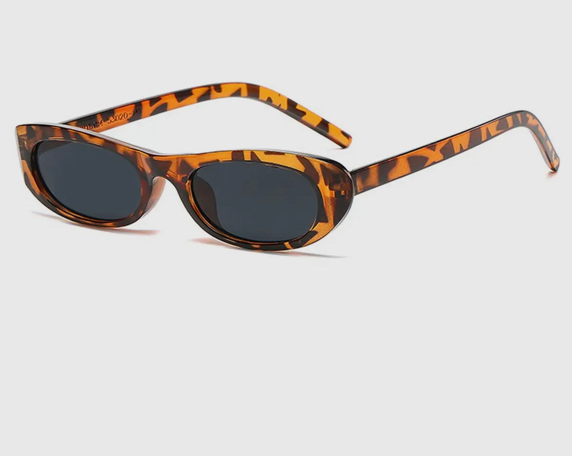 Narrow Oval Frame Retro Sunglasses