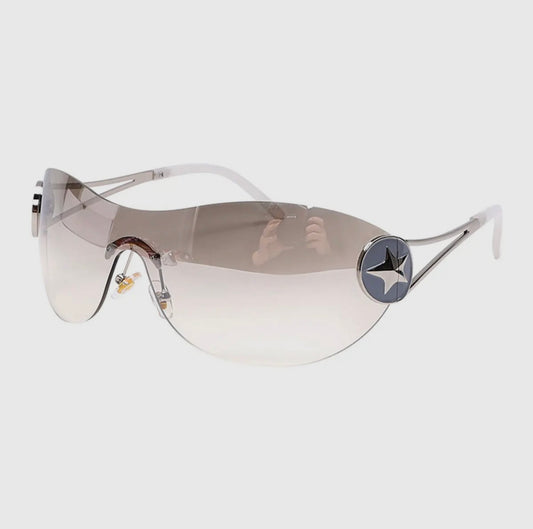 Y2K Large- Frame Sunglasses with Five-Pointed Stars