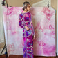 1960s Emilio Pucci Art Nouveau Purple Print Drop Waist Maxi Dress