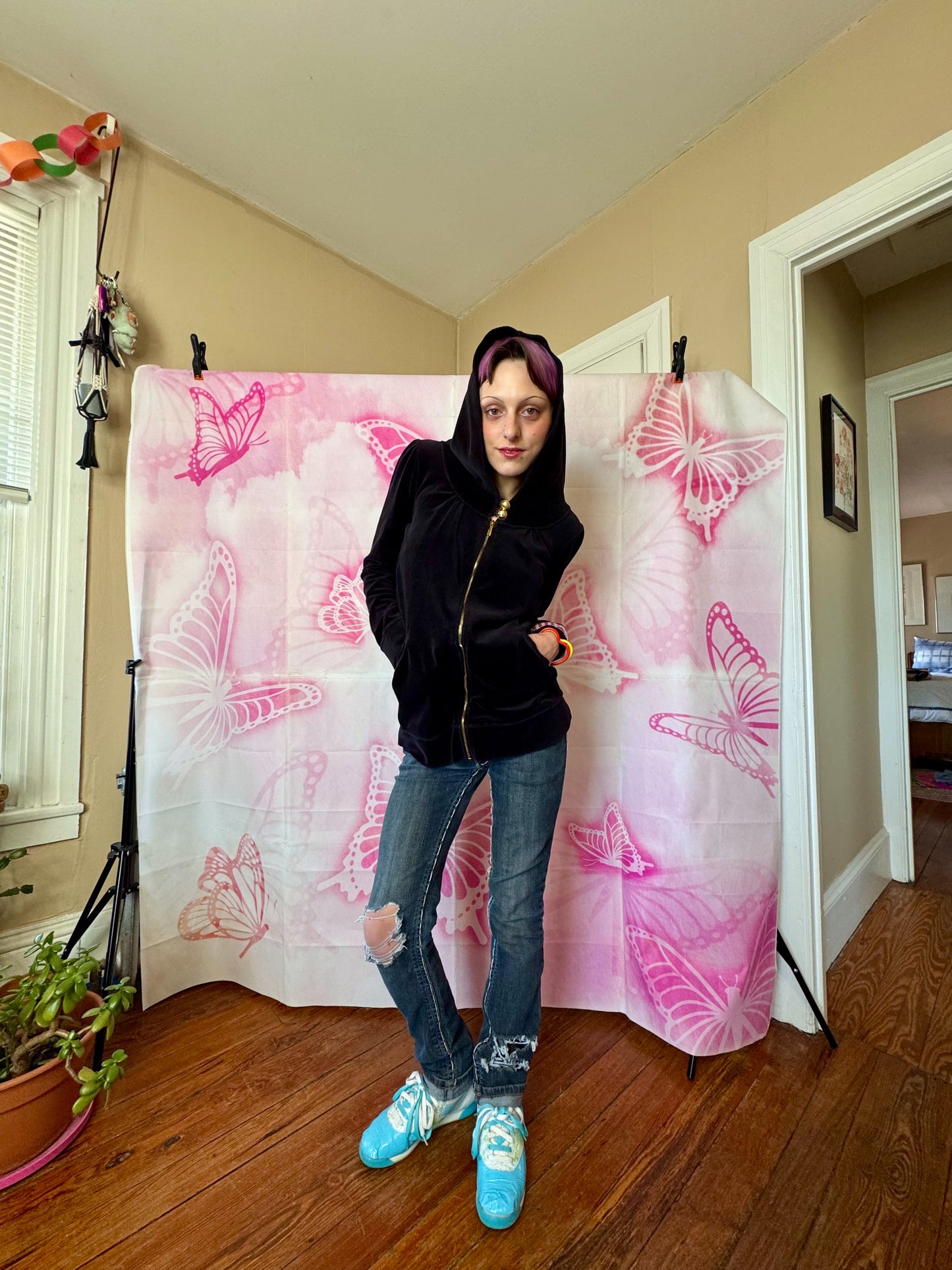 2010s Juicy Couture Oversized Velour Zip Up Hoodie