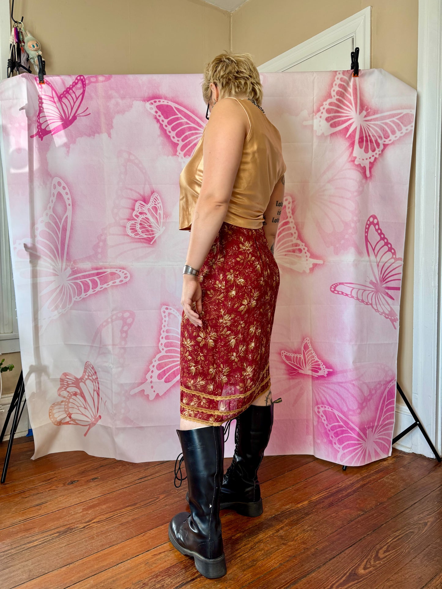 Y2K Betsey Johnson Floral Mesh Skirt